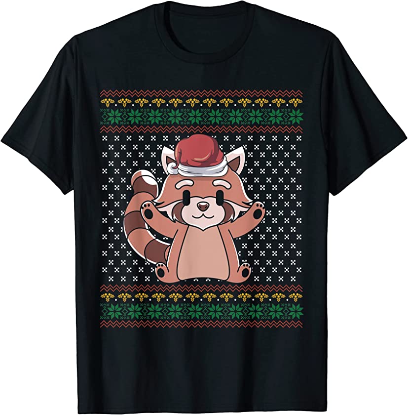 Ugly Christmas Merry Xmas Kawaii Animal Lover Red Panda T-Shirt