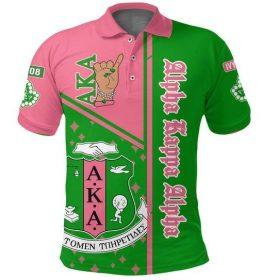 Alpha Kappa Alpha 1908 Sorority Official Shield Hand Sign Polo Shirt