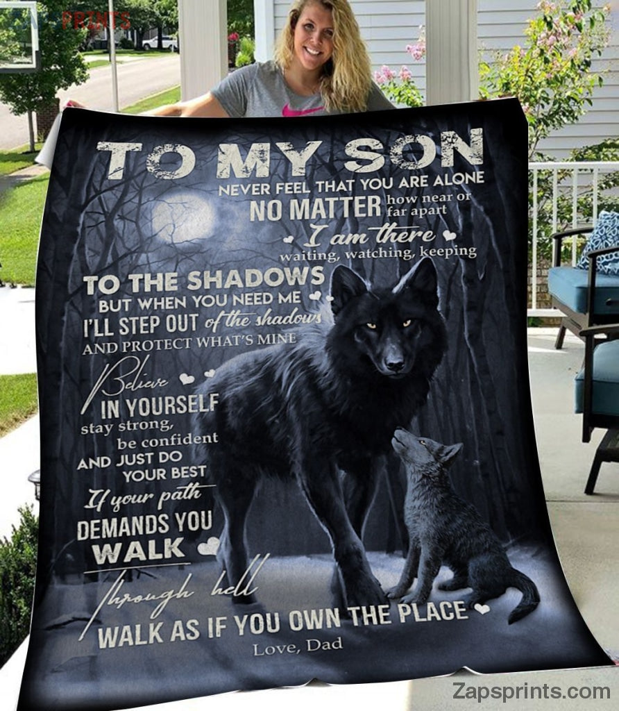 Gift For Son – To My Son – Wolf – Walk Through Hell – Blanket