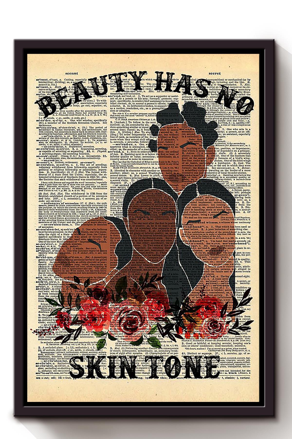 Beauty Has No Skin Tone Girls Wall Decor Gift For International Women Day Home Decor Girlfriend Framed Canvas