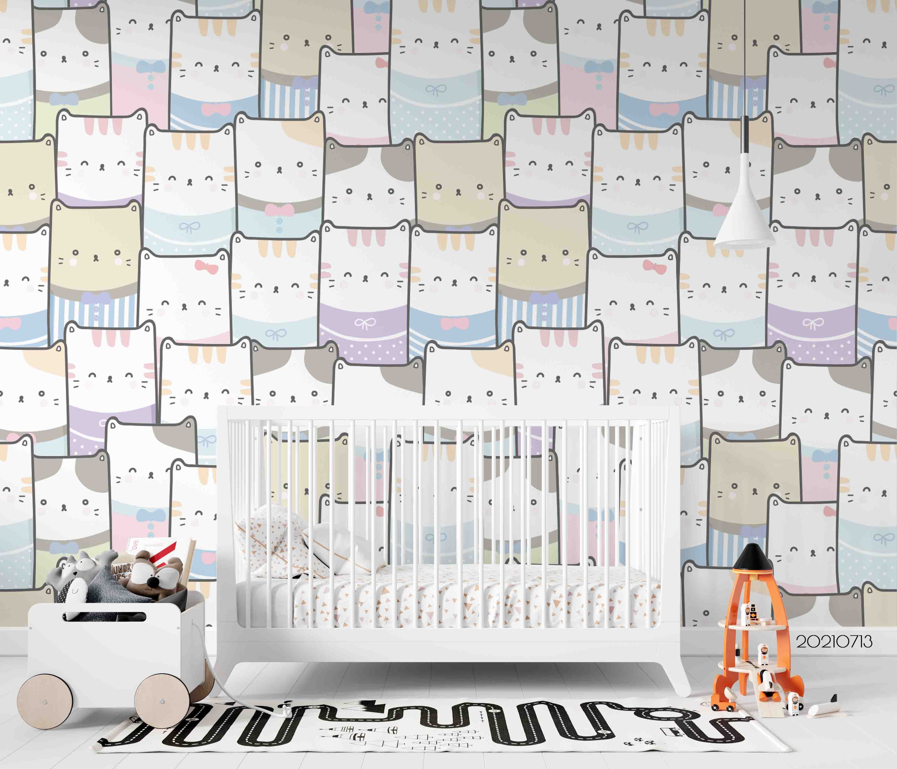 3D Cartoon Animal Cat Wall Mural Wallpaper Lqh 130