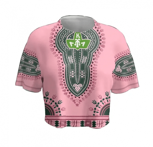 Alpha Kappa Alpha Dashiki Pattern Crop Top T Shirt