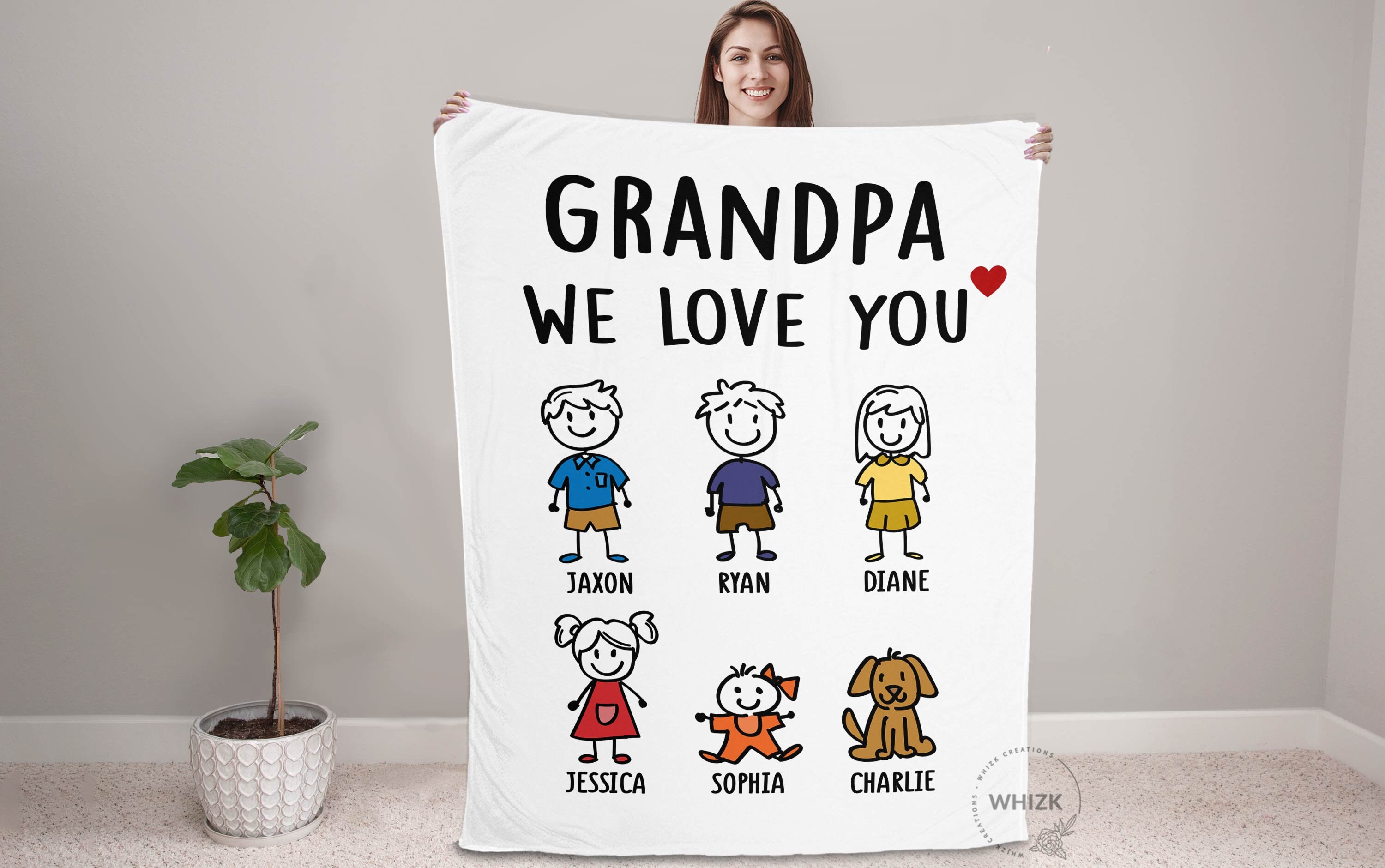 Grandpa Blanket, Dad Blanket, Grandpa Gifts, Personalized Fathers Day Gift from Granddaughter, Best Funny Fleece Blanket Grandparents Stick