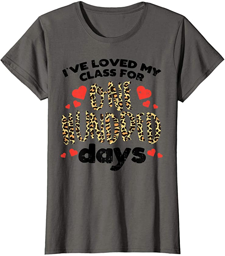 Womens Loved My Class One Hundred Days Leopard 100th Teacher Gift T-Shirt