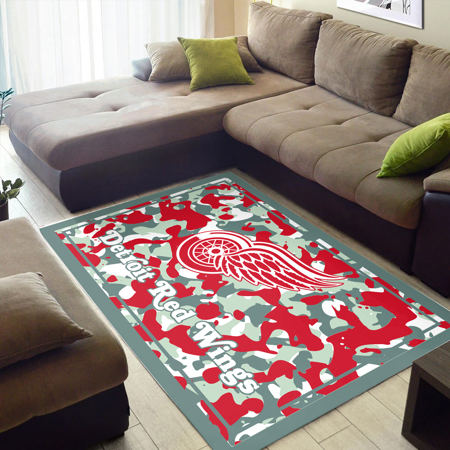 Detroit Red Wings Camouflage Area Rug