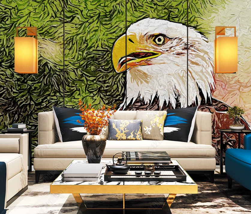 3D Hand Drawn Animal Eagle Wall Mural Wallpaper Lqh 78