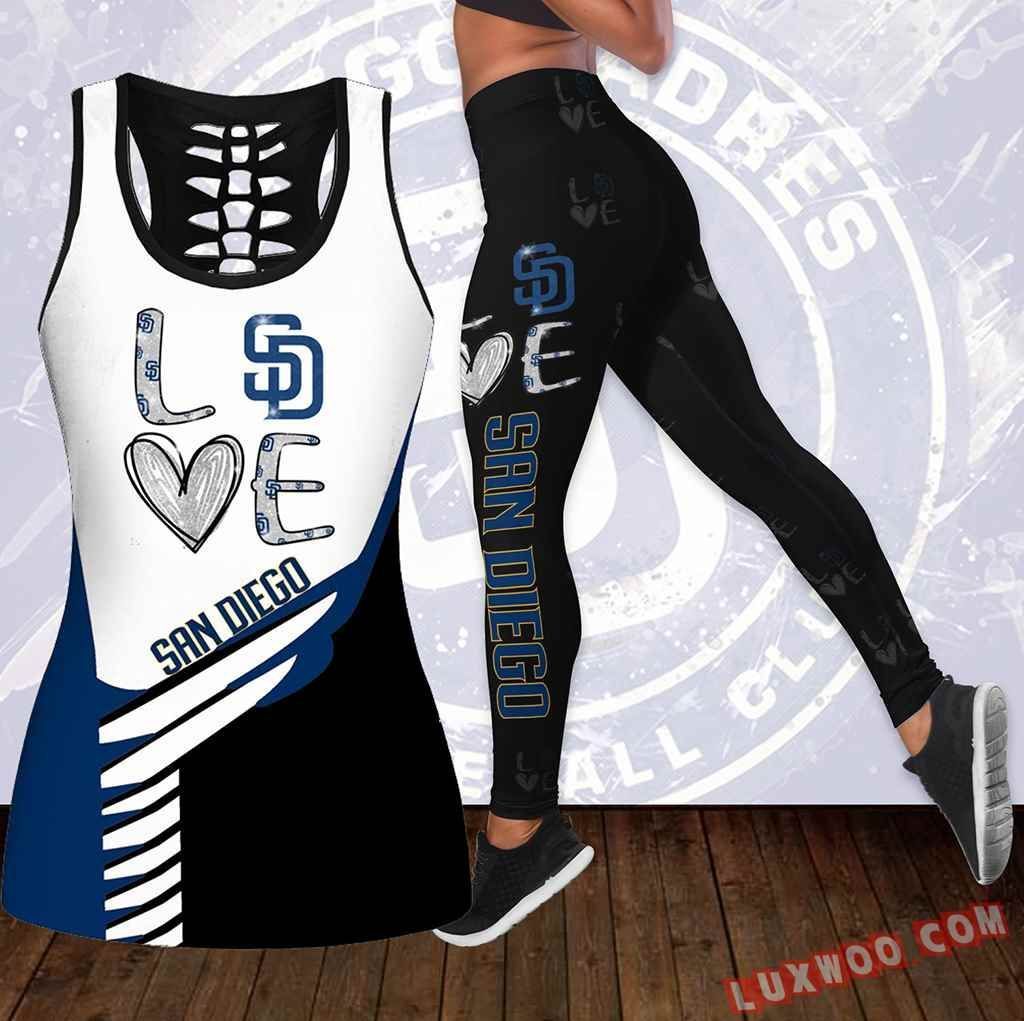 Combo San Diego Padres Hawaiian Tropical Flower Hollow Tanktop Legging Set Outfit K1567