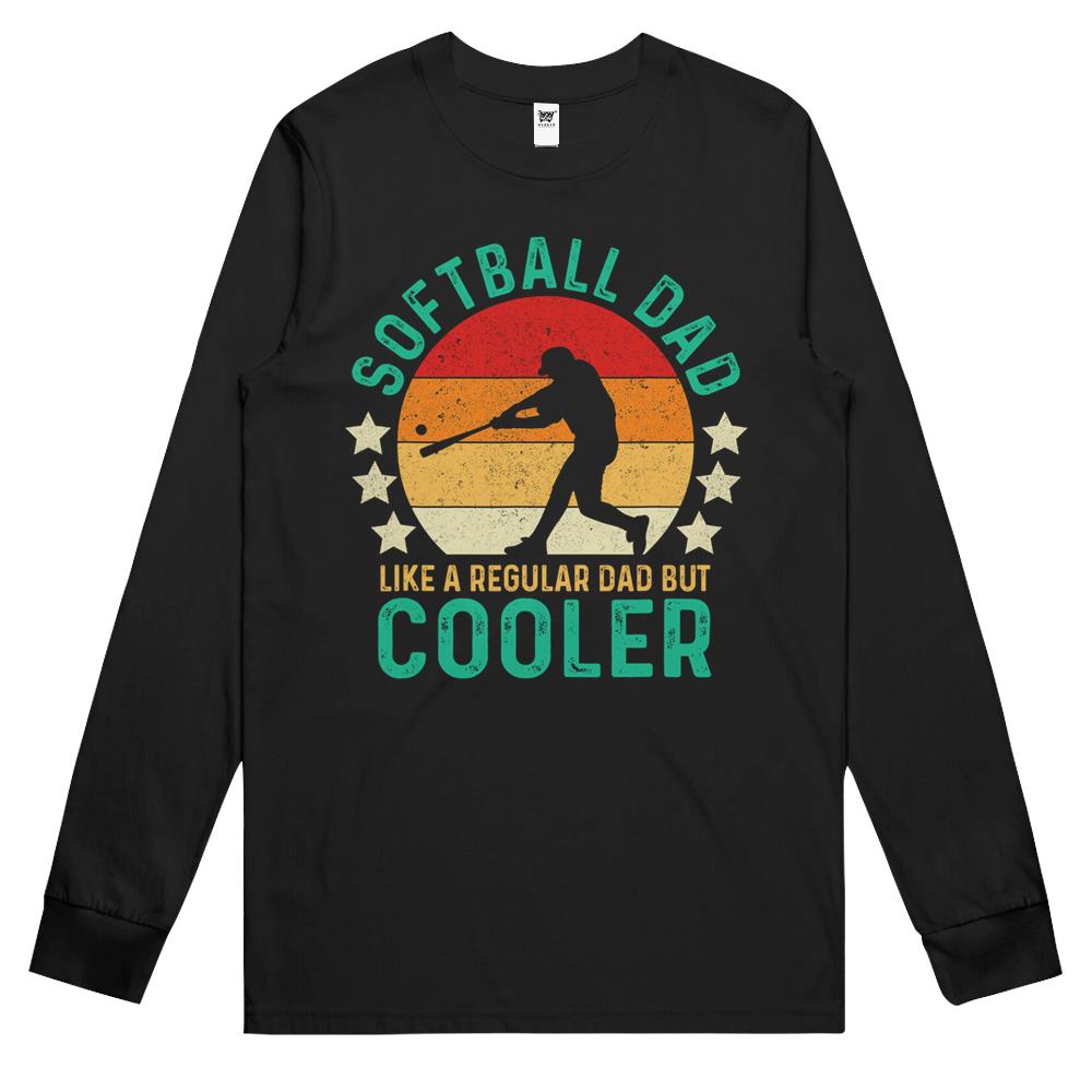 Softball Dad Shirts, Softball Dad Long Sleeve Long Sleeve T Shirtss, Softball Dad Like A Regular Dad But Cooler Vintage Retro Long Sleeve T Shirts