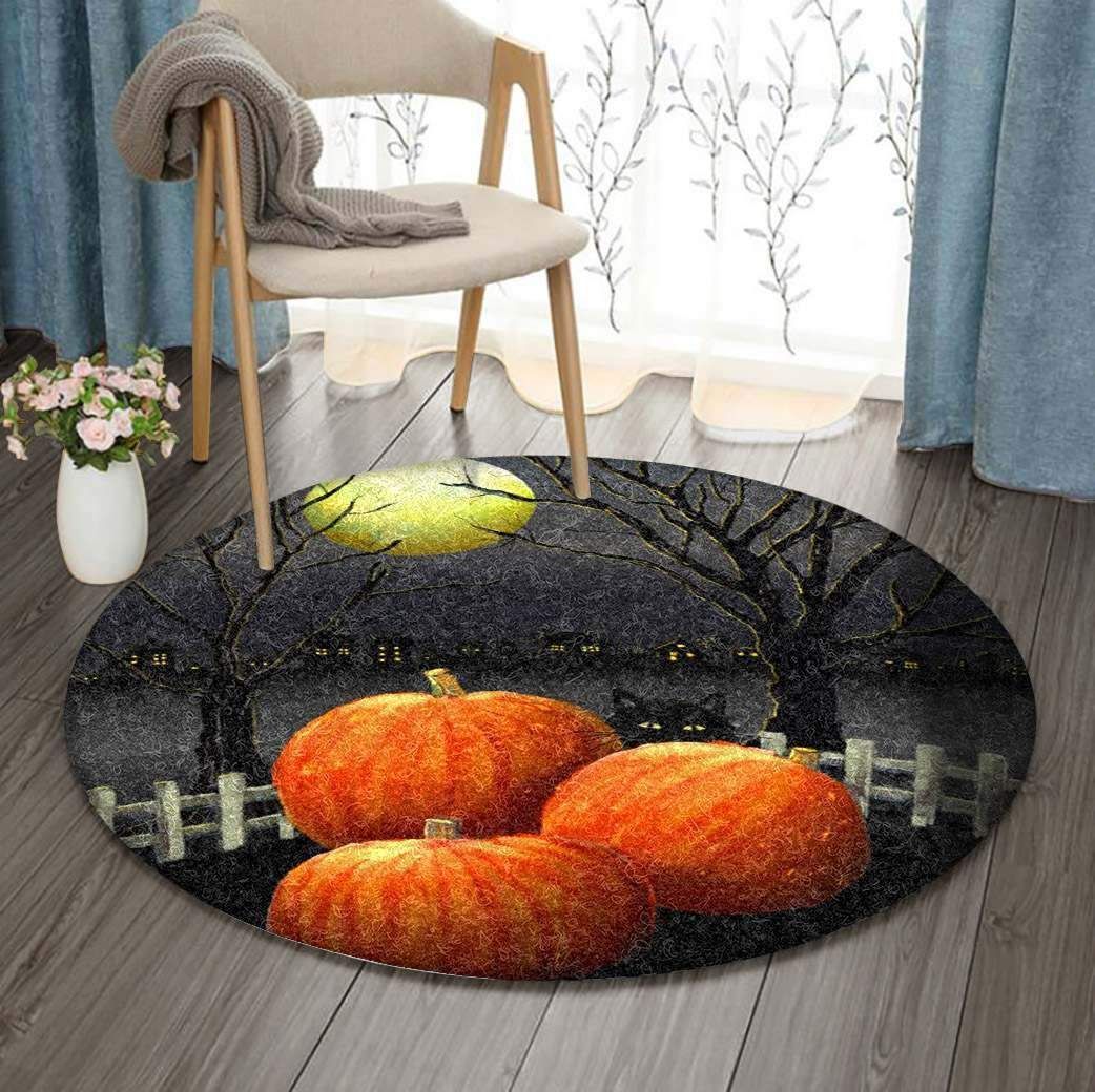 Cat Halloween Round Carpet, Oriental Rug