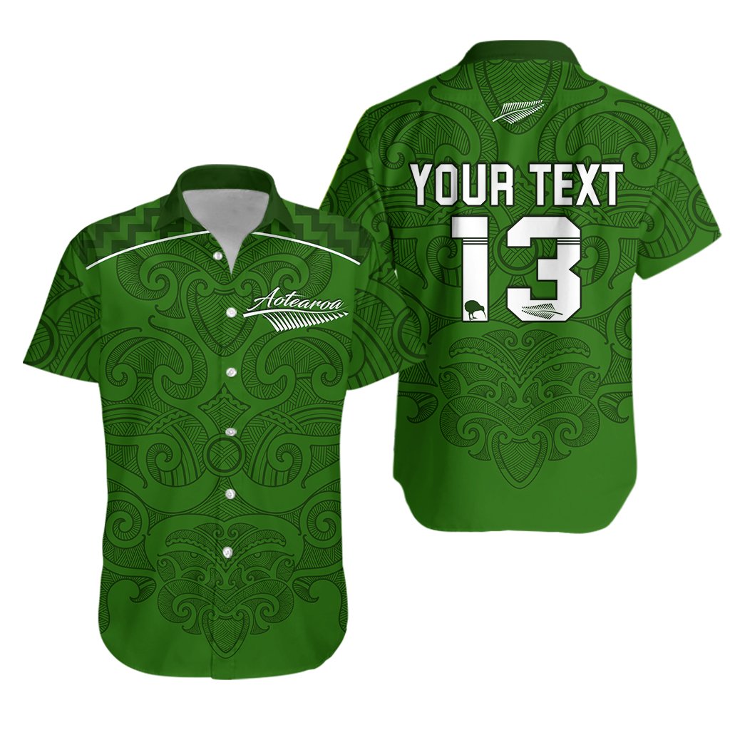 (Custom Personalised) Maori 2021 Hawaiian Shirt – Green Aotearoa Tattoo – Custom Text And Number Lt13