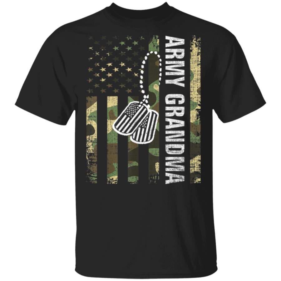 Vintage Army Grandma American Flag Cool Veteran Day Gift TShirt