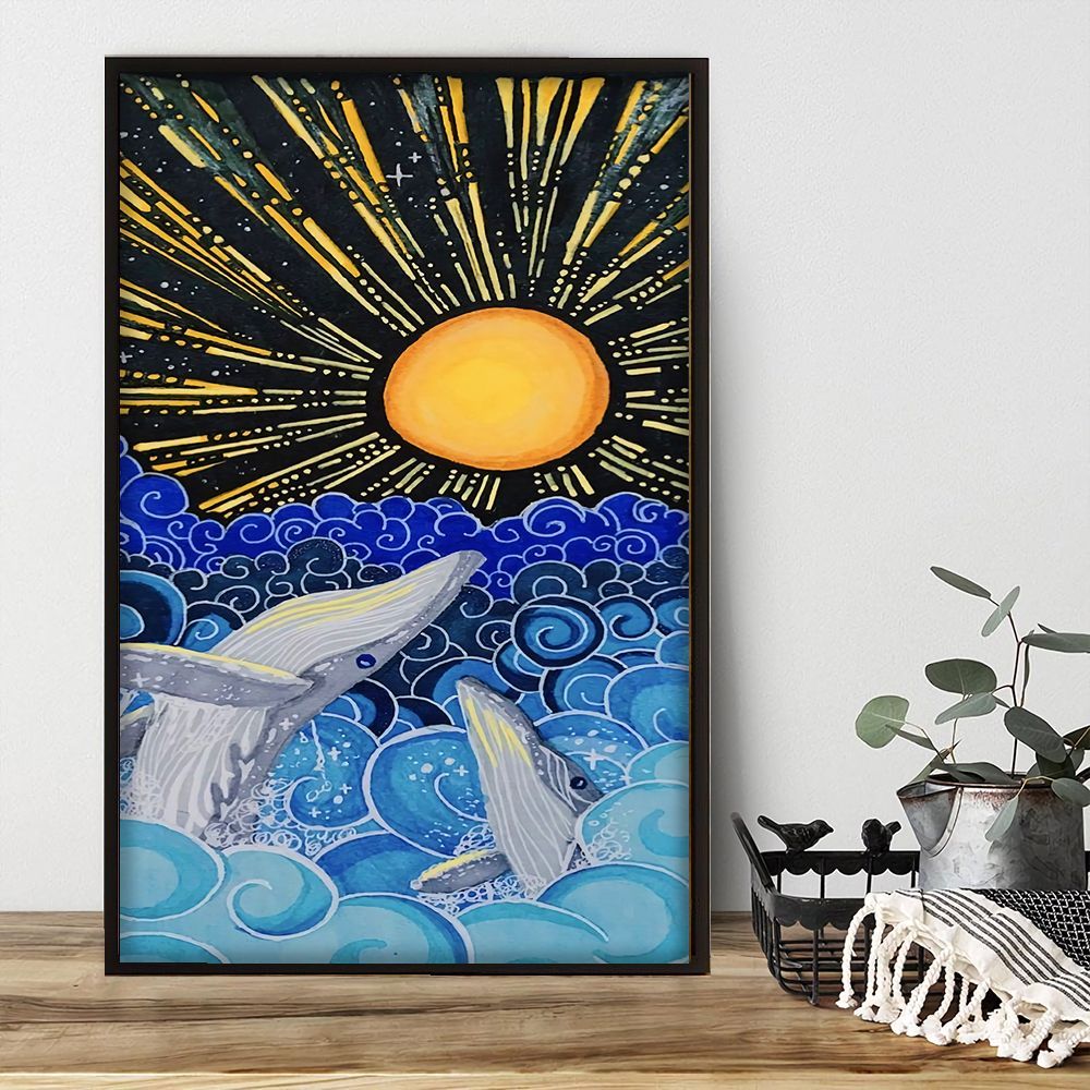 Whale Sun Poster & Canvas