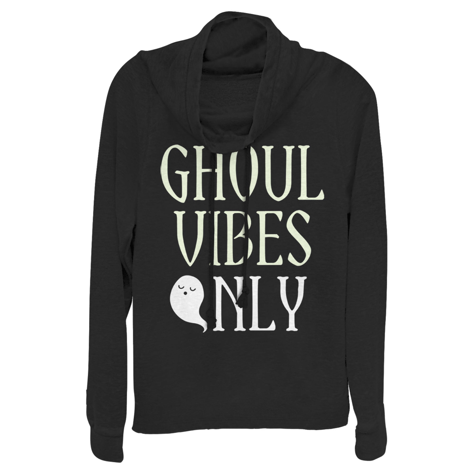 Lost Gods Junior’S Halloween Ghoul Vibes Only  Cowl Neck Sweatshirt