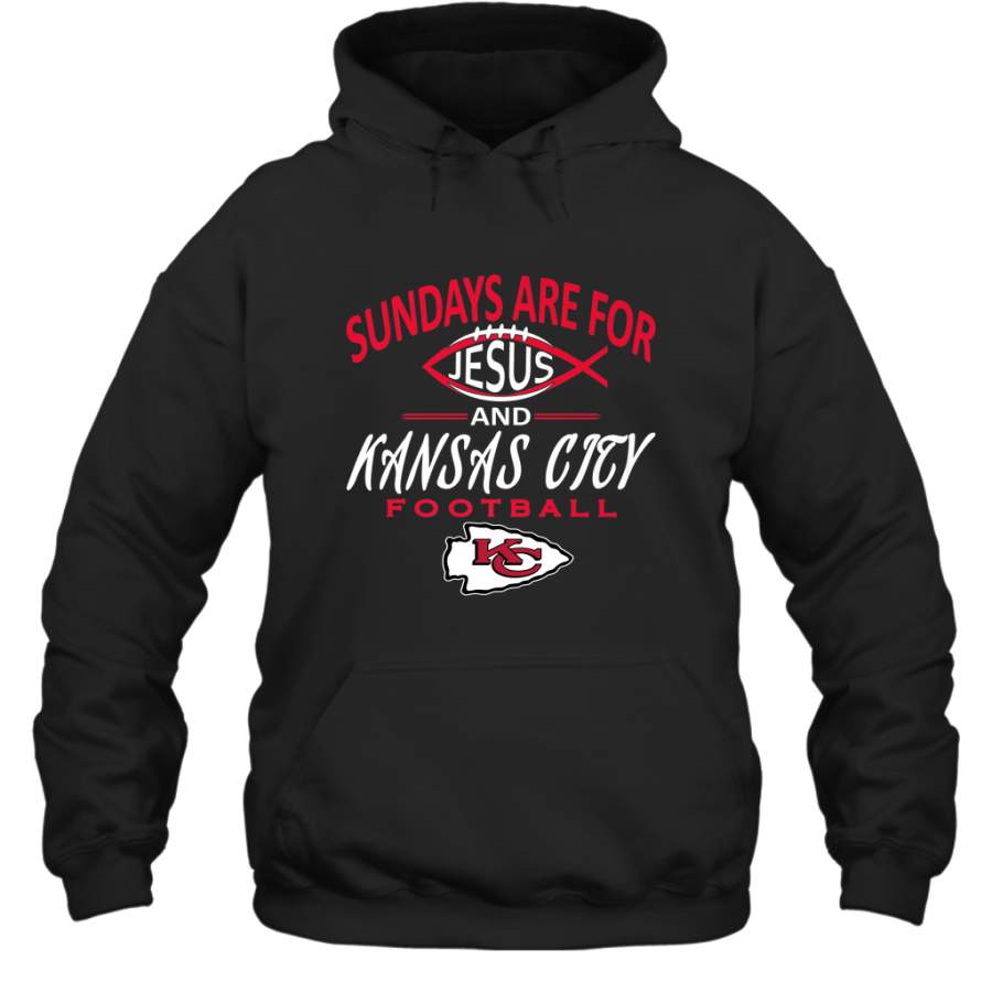 Sundays Are For Jesus and Kansas City Funny Football Hooded Sweatshirt