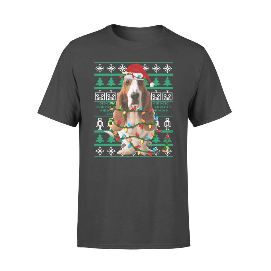 Basset Hound Ugly Christmas  Funny Holiday – Standard T-shirt