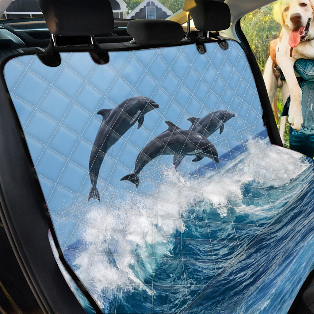 Dolphins Jumping Over Waves Print Pet Car Back Seat Cover