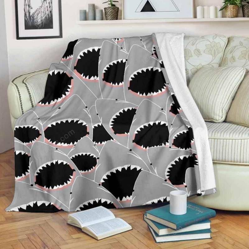 Shark Frenzy Art Premium Fleece Blanket