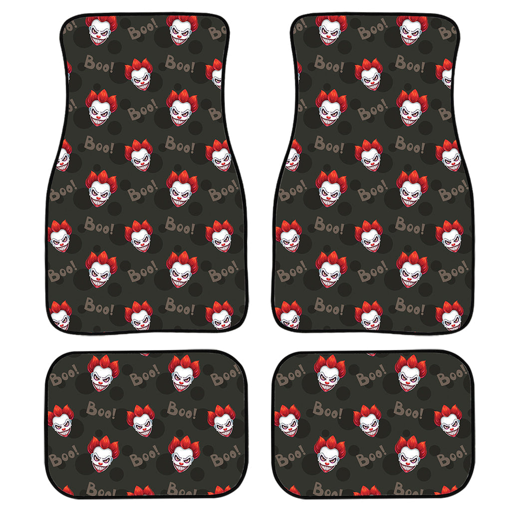 Evil Scary Clown Pattern Print Front And Back Car Floor Mats, Front Car Mat