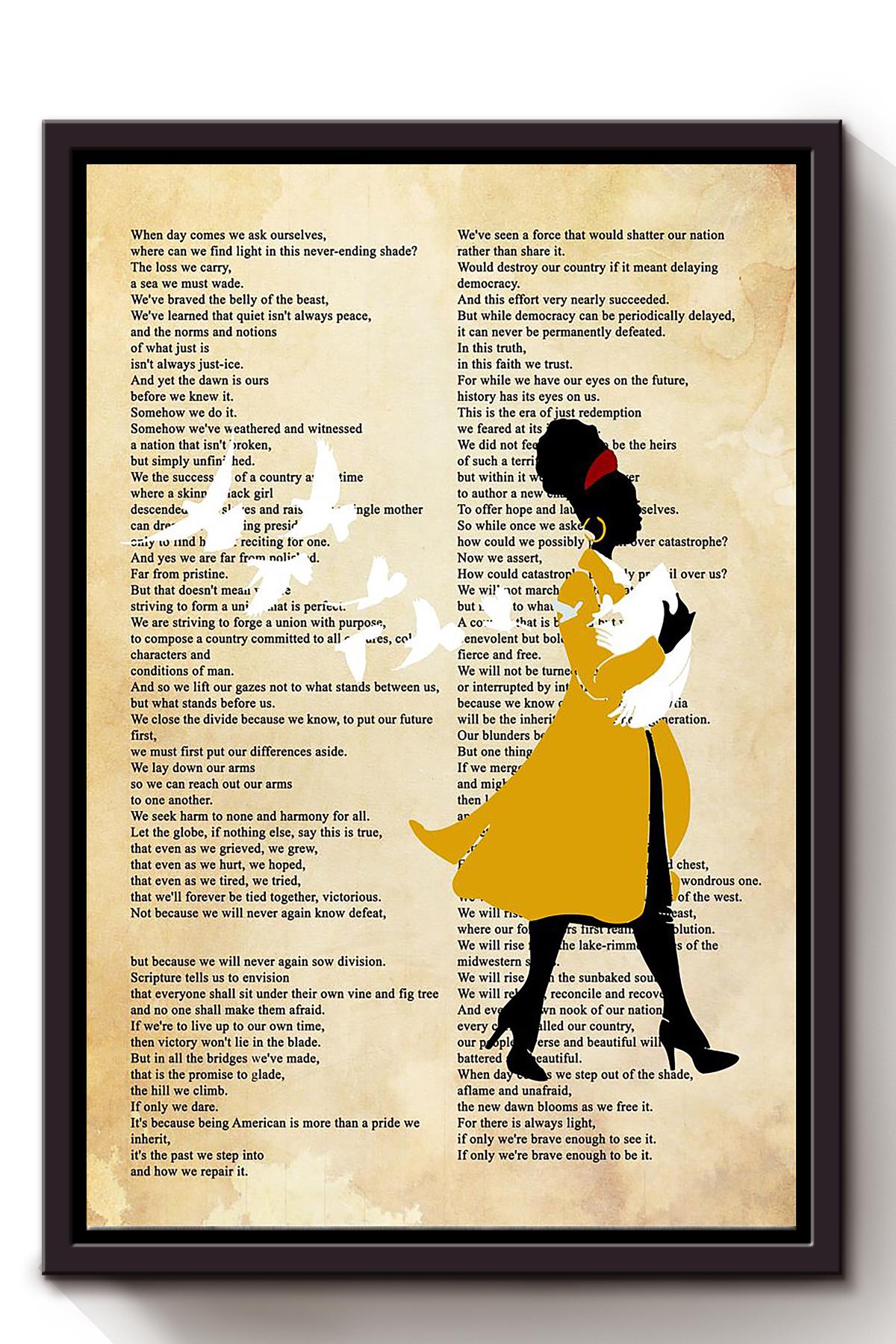 Amanda Gorman Inaugural Poet Amanda Gorman Wall Art For Home Decor Inauguration Framed Matte Canvas