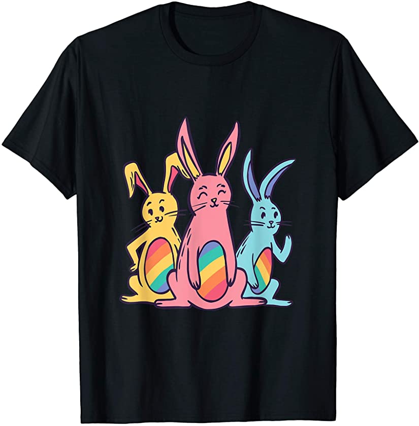 Rainbow Easter Bunny Shirt Happy Easter Gift T-Shirt