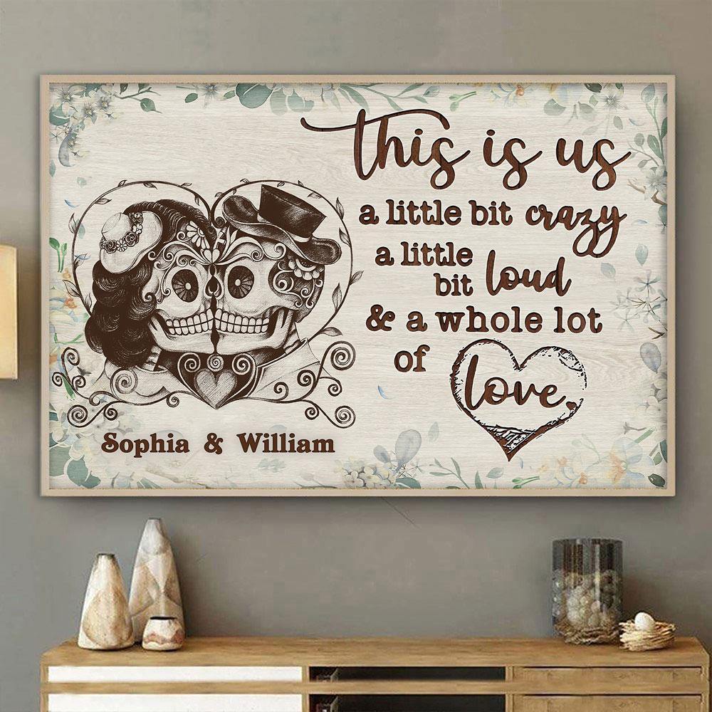 [Personalized Name] This Is Us Skull – Gift For Family, Gift For Couple, Gift For Home Decor – Horizontal Canvas Matte Canvas Wall Art