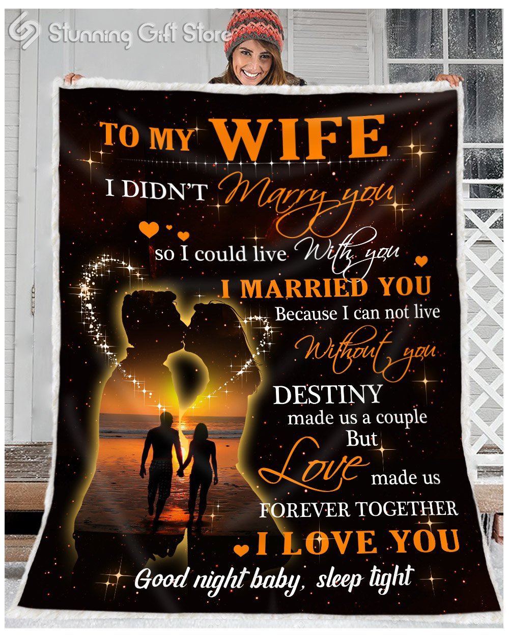 Stunning Gift Couple To My Wife Fleece Blanket Love Made Us Forever Together Orange Ver Wedding