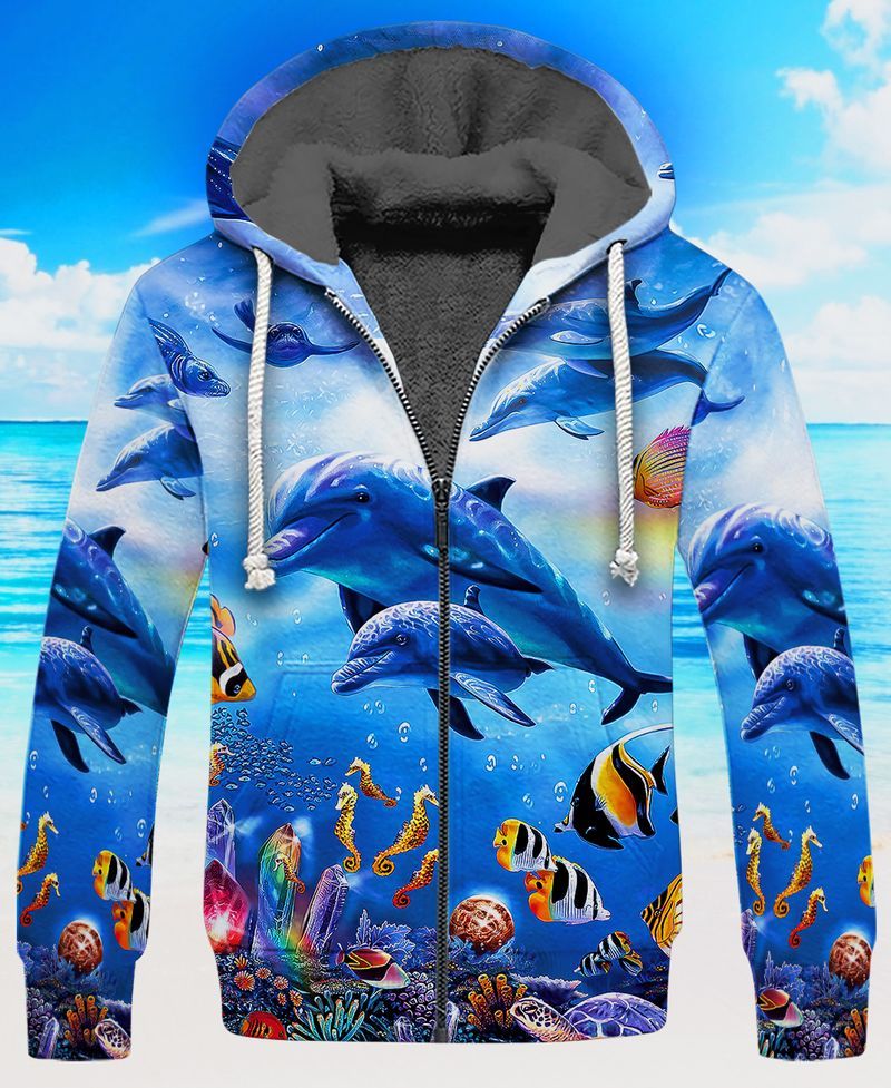 Dolphins Under Water 3D Full Print Fleece Zipper