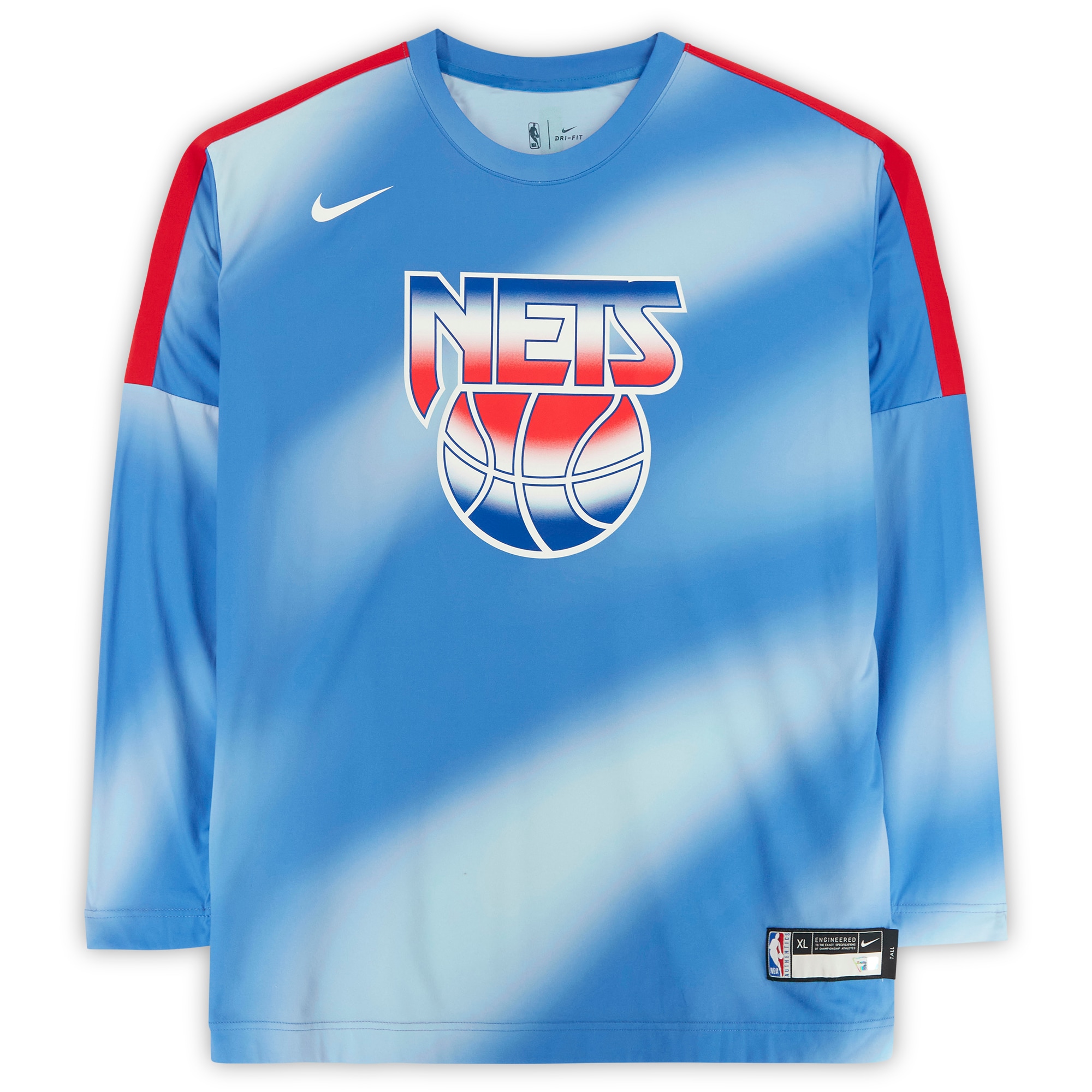 Brooklyn Nets Fanatics Team-issued Hardwood Classic Long Sleeve Shirt From The 2020-21 NBA Season – Blue