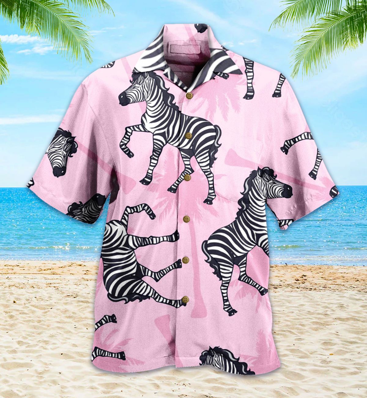 Zebra Palm Tree Pink Hawaii Shirt Ha35314