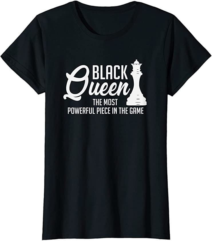 Womens Black Queen Powerful Chess Piece African American Pride T-Shirt