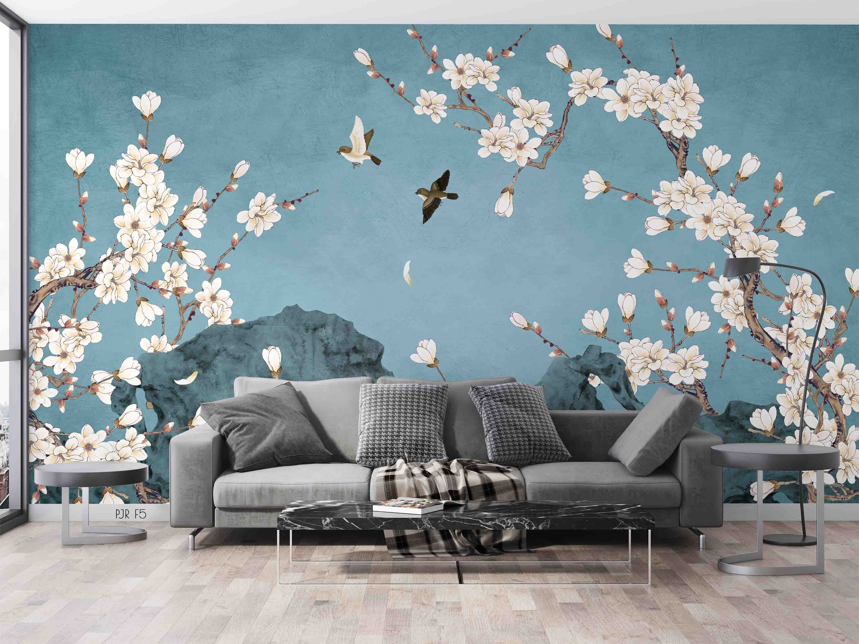 3D Animal Bird Leaves Floral Wall Mural Wallpaper Wj 6660