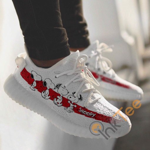 Snoopy Red Custom Shoes Personalized Name Yeezy Sneakers