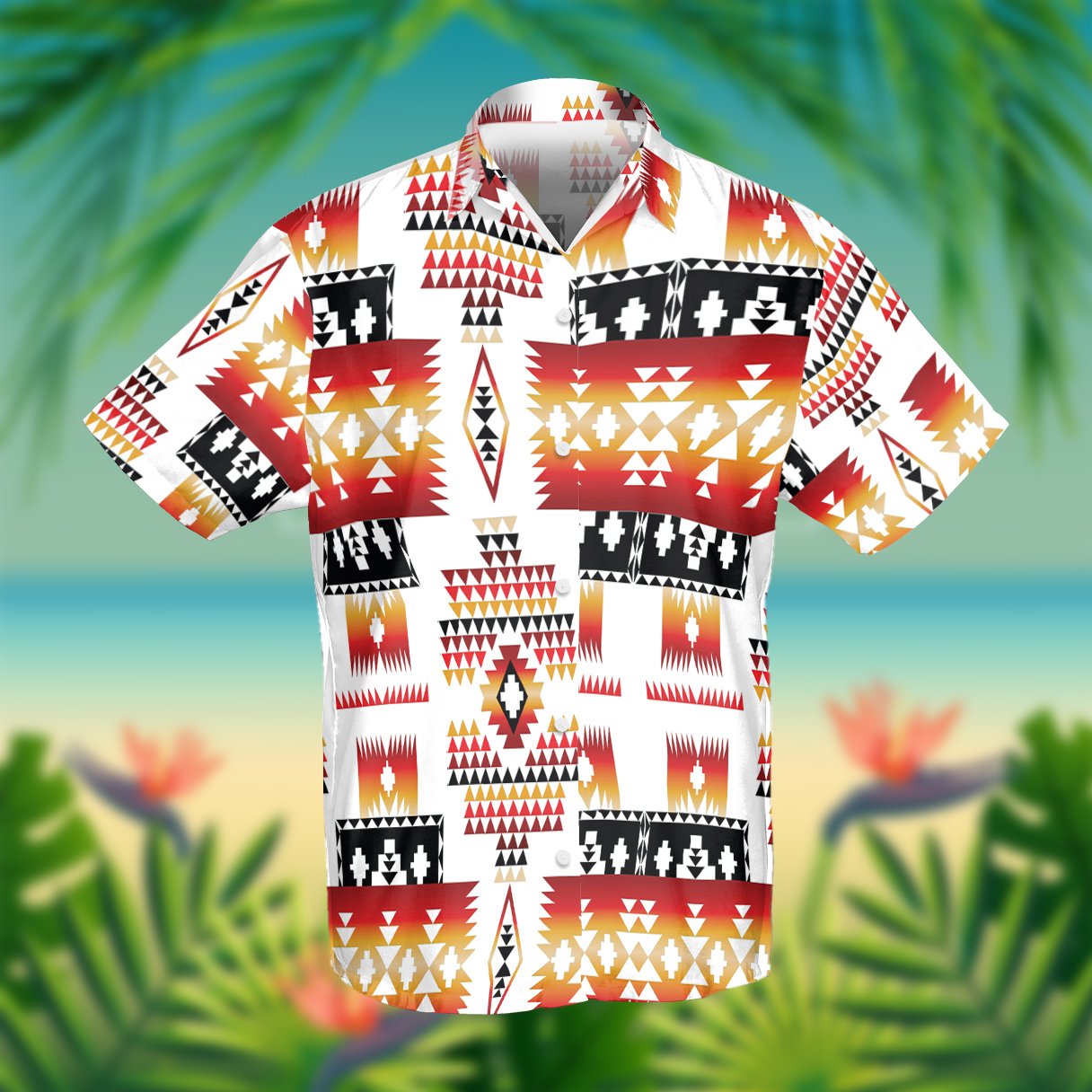 White Tribes Pattern Native American Hawaii Shirt Ha72099