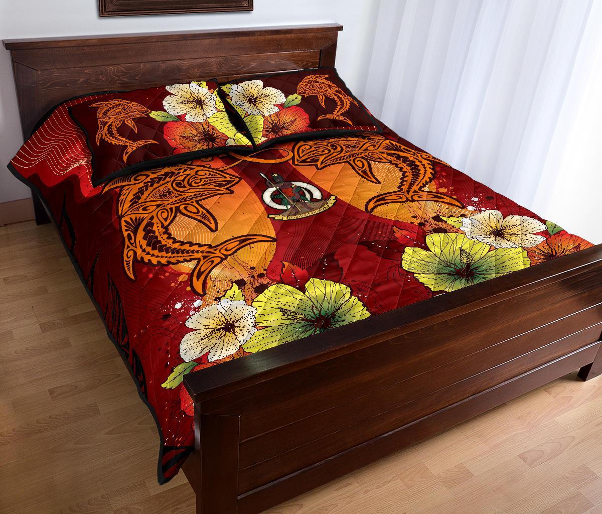 Vanuatu Custom Personalised Quilt Bed Sets – Tribal Tuna Fish – BN39