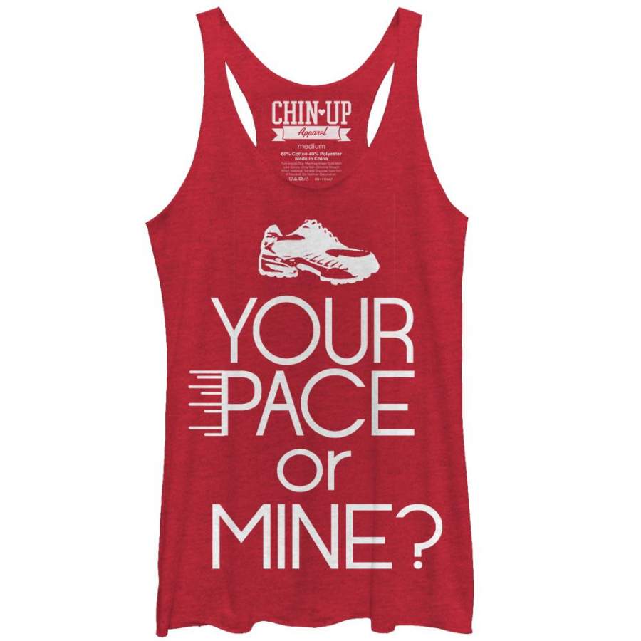 CHIN UP Women’s Shoe Your Pace or Mine  Racerback Tank Red Heather