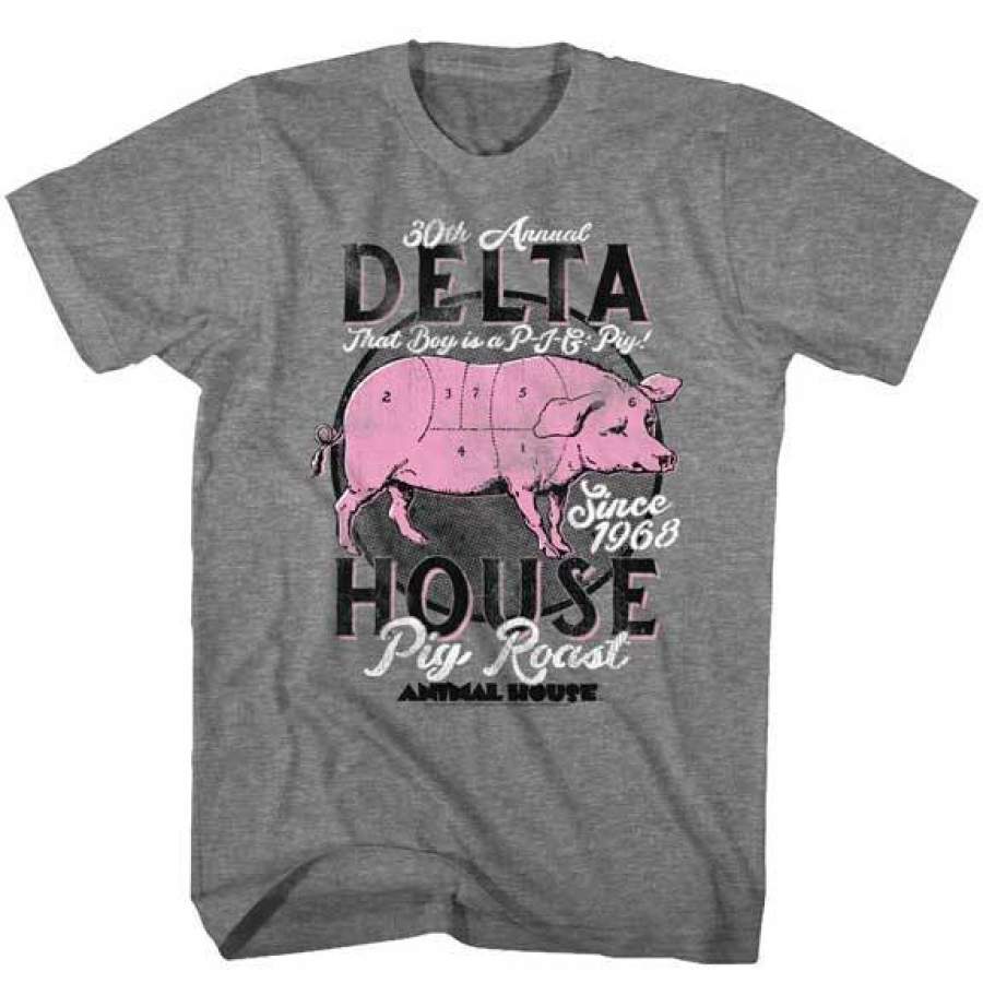 ANIMAL HOUSE-PIG ROAST-GRAPHITE HEATHER ADULT S/S T-SHIRT