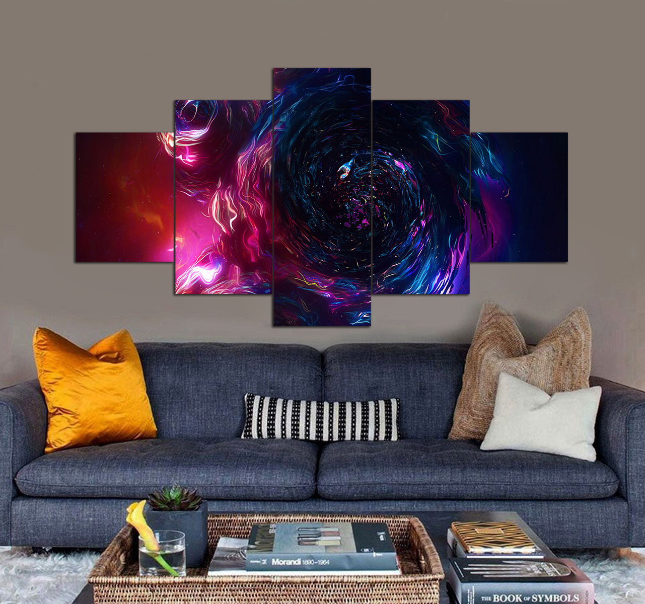 Space Abstract 3D 5 piece canvas art