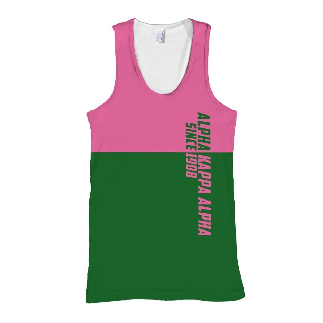 Wonderprint Tank Top  Alpha Kappa Alpha Half Pink Half Green Racerback Tank