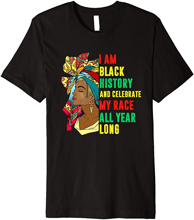 Womens Black History African American Woman Kente Melanin Premium T-Shirt