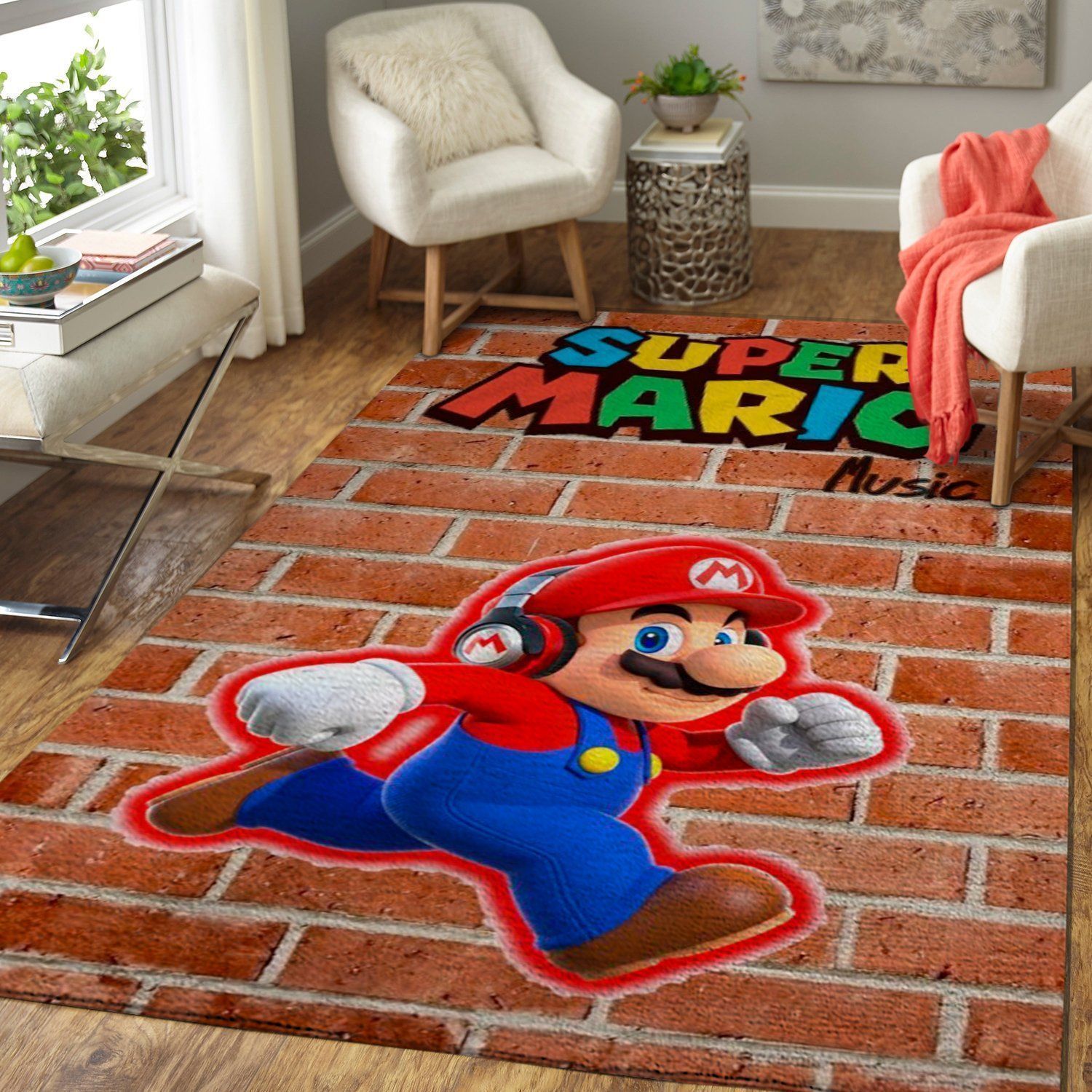 Super Mario Area Rug Nintendo Video Game Carpet, Gamer Living Room Rugs, Floor Decor 19101311