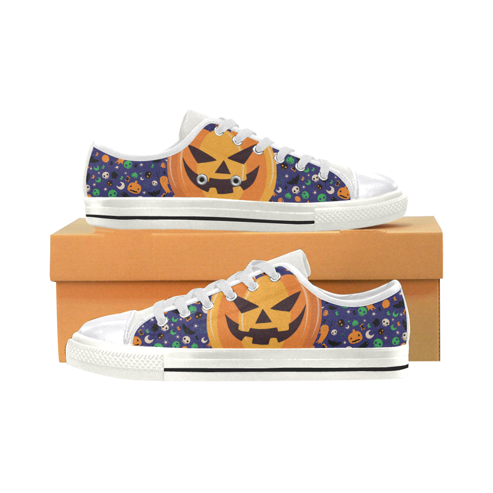 Pumpkin Halloween White Canvas Women’s Shoes/Large Size