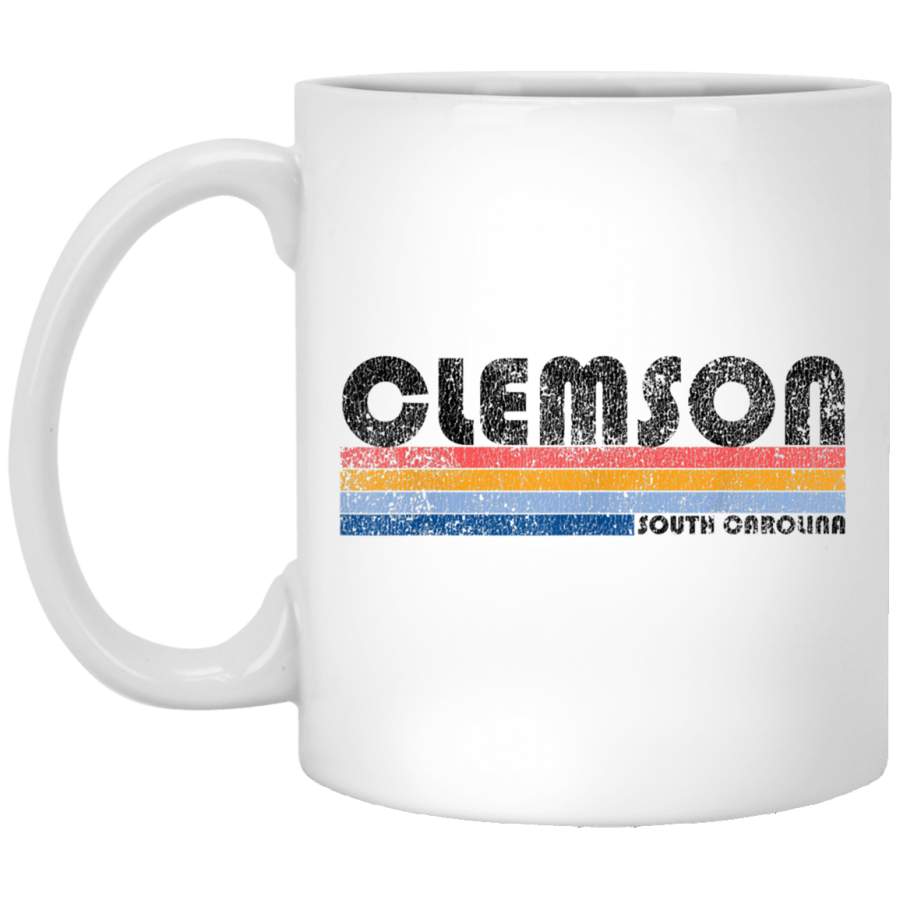 Classic Vintage 1980s Style Clemson SC White Mug