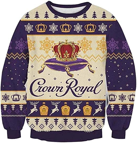 Teebibi Crownn Royal 3D Print Ugly Christmas Sweatshirt Imitation Wool Print