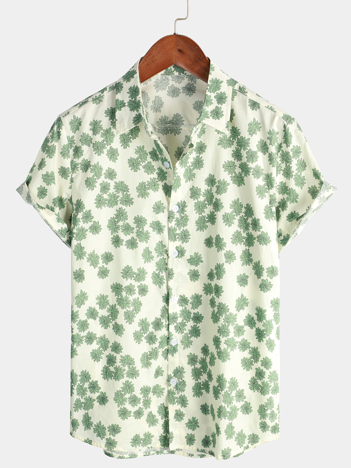 Daisy Print Short Sleeve Casual Hawaii Shirt Ha24299