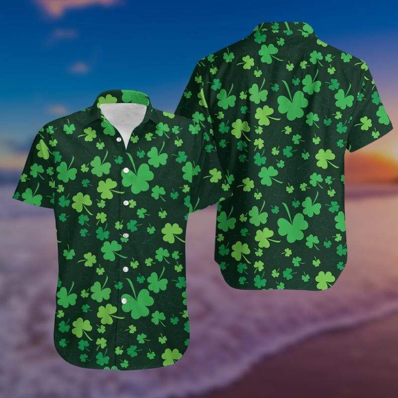 High Quality Simple Shamrock Saint Patricks Day Green Hawaii Aloha Shirts Ha109268