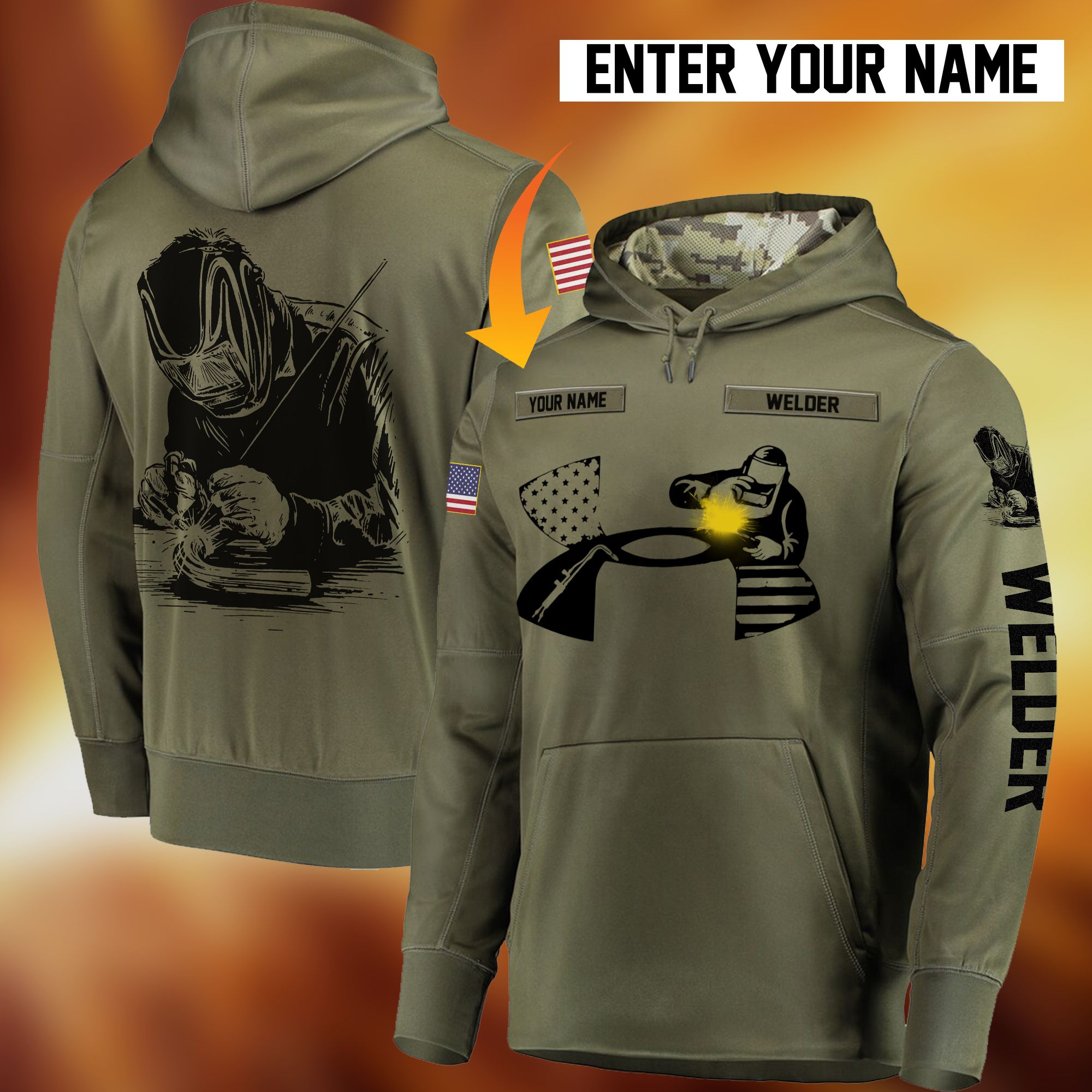 WELDER 3D HOODIE CUSTOMIZED NAME