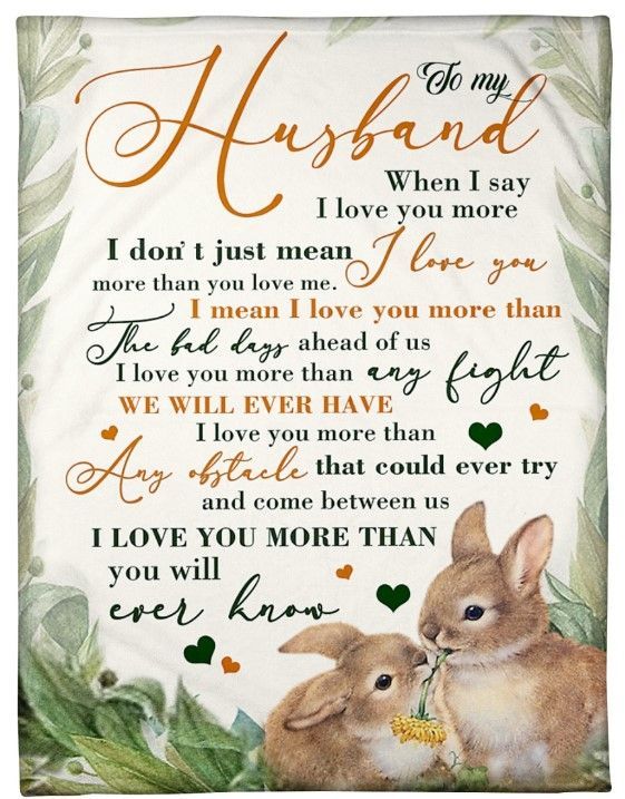 To My Husband I Love You More Than You Will Ever Know, Rabbit Couple Fleece Blanket For Valentine’S Day Home Decor Bedding Couch Sofa Soft And Comfy Cozy