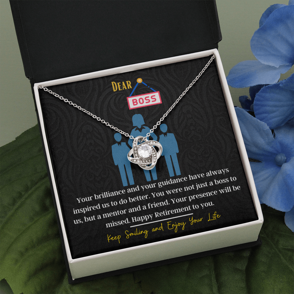 Retirement Gifts For Boss, Love Knot Necklace Retirement Wishes And Gift For Boss