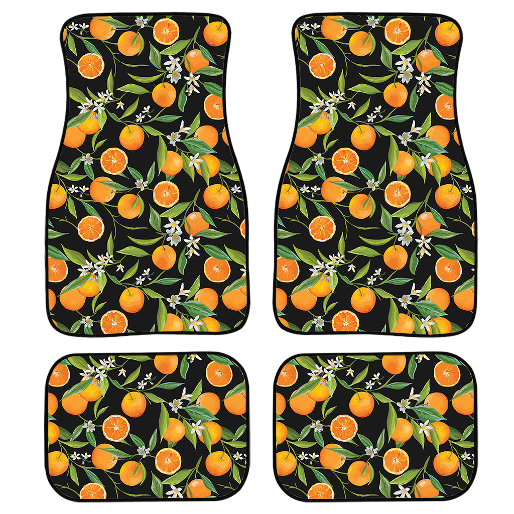 Orange Fruit Pattern Print Front And Back Car Floor Mats, Front Car Mat