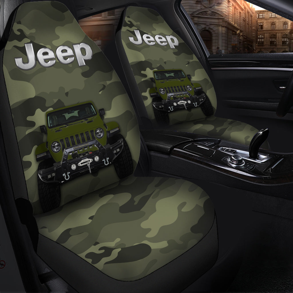 Green Jeep Camouflage Premium Custom Car Seat Covers Decor Protectors